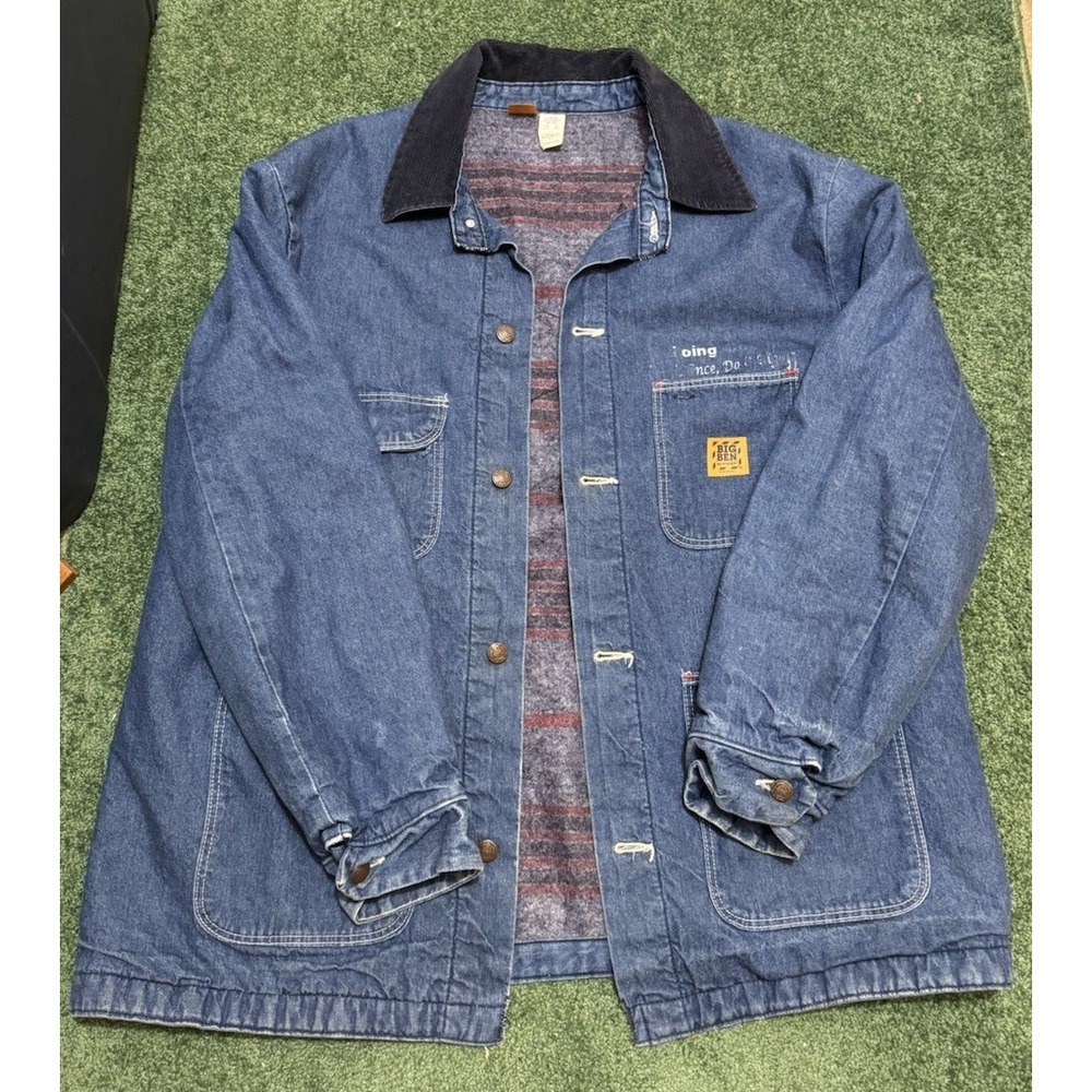 Vintage Big Ben Wrangler Jacket Mens Size 46 Denim Blanket Lined Barn Chore Coat
